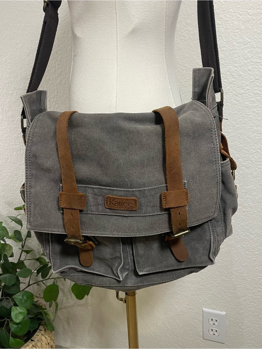 Kattee Vintage Style Canvas Messenger Bag Crossbody Satchel